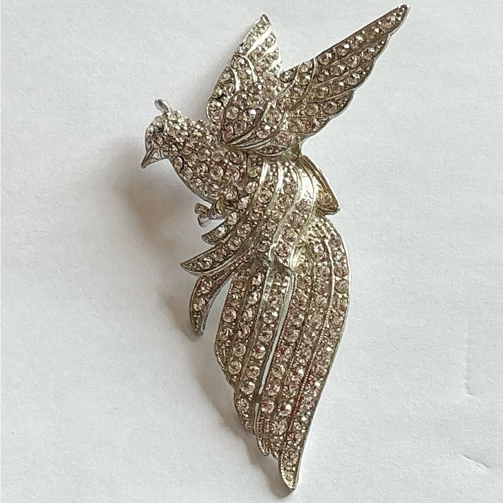 Vintage Art Deco Bird in Flight, Pave set in Pot Metal